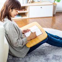 サンワダイレクト ひざ上テーブル（膝上テーブル・ノートパソコン・タブレット・15.6インチ・ラップトップテーブル・木目調・ビーズクッション） 1個（直送品）