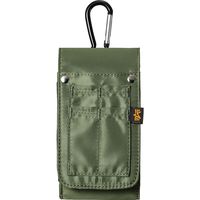 サンワダイレクト スマホ・iPhone収納ポーチ（カラビナ付・アルファデザイン・ダブルタイプ・モバイルバッテリーケース・デジカメ収納・カーキ） 1個（直送品）