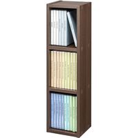 サンワダイレクト メディアラック（3段・木製・収納ラック・隙間収納・スリムラック・ブラウン） 200-FCD061BR 1個（直送品）