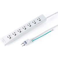 延長コード 電源タップ 2m 3P（ピン） 7個口 スイッチ ホワイト 700-TAP035 サンワサプライ 1個（直送品）
