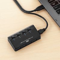 サンワダイレクト USB3.1 4ポートハブ（セルフパワー・バスパワー対応・ACアダプタ・個別スイッチ付き・ブラック） 400-HUB069BK 1個（直送品）