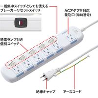サンワサプライ 省エネタップ 3P 6個口 3m ホコリ防止シャッター 個別、一括スイッチ付き TAP-S10N-3 1個