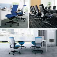 【組立設置込】コクヨ M4 オフィスチェア 固定肘 樹脂脚 PU巻きキャスター ブラック/インディゴブルー CR-G2201F6BGGT5-V 1脚（直送品）