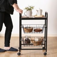 不二貿易 キッチンワゴン FBC-01-1 幅450×奥行355×高さ695mm ブラック/ブラウン 15420 1台（直送品）