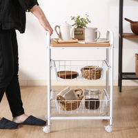 不二貿易 キッチンワゴン FBC-01-1 幅450×奥行355×高さ695mm ホワイト/ナチュラル 15421 1台（直送品）