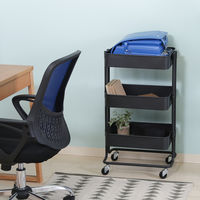 不二貿易 キッチンワゴン バスケット3段 幅450×奥行320×高さ785mm ブラック 14267 1台（直送品）