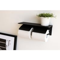 【軒先渡し】ヤマソロ Blan トイレットペーパーホルダー 2連 幅300×奥行100×高さ93mm ブラック 41-038 1台（直送品）