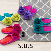 センコー SDS　ローズ　花モチーフ付き スリッパ　約24.5cm　バイオレット SDS150399 1足（直送品）