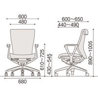 【設置込】イトーキ コセールチェア ローバック ループ肘付 ハンガー付 アルミ脚 ブルー×ホワイト×ブルー 1脚（直送品）