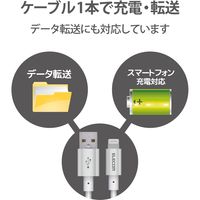 ライトニングケーブル 2m アルミコネクタ耐久仕様 USB(A)オス-Lightningオス シルバー MPA-UALPS20SV エレコム 1個