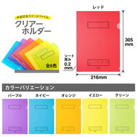 プラス ファイル 年組氏名 スクール クリアホルダー A4 レッド 79733 1セット（50枚：10枚×5）