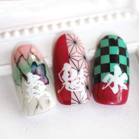 イングカワモト 【Craftシール】和柄・市松文様&麻の葉文様 クラフトシールパーツ ステッカー CS-CRF-101 グリーン・ピンク（直送品）