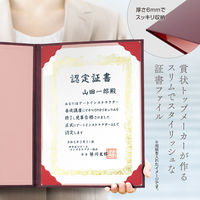 ササガワ 証書ファイル A4 レザー調 濃緋紅 10-6000 1セット(1冊×5)