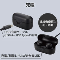 ワイヤレスイヤホン 低遅延 タッチセンサー 超小型 AAC対応 ブラック AMA92003 エレコム 1個