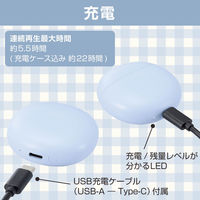 ワイヤレスイヤホン Bluetooth 5.3 低遅延 超軽量 マカロンブルー LBT-TWS17CSBU エレコム 1個（直送品）