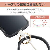 スマホストラップ 手首 ハンド シリコンハンド(ダイヤカット) 落下防止 &me ブラック P-STHSIDBK エレコム 1個