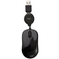 有線マウス 巻き取り式 3ボタン 小型 BlueLEDマウス ブラック MUS-UKT166BK 1個 ナカバヤシ