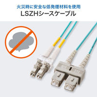 サンワサプライ メガネ型光ファイバケーブル(マルチ50μmOM3、LC×2-SC×2、2m) HKB-OM3LCSC-02N 1本