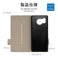 MSソリューションズ AQUOS sense8 SH-54D/SHG11 薄型・軽量PUレザー手帳型 LN-23WQ1BSLBG 1個