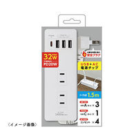 エアージェイ PD対応OAタップ AC X4 TYPE-C(PD) X1 USBX3 AOT-415 WH 1個