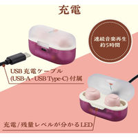 ワイヤレスイヤホン Bluetooth 5.3 低遅延 タッチセンサー 超小型 イチゴ LBT-TWS16CSPN エレコム 1個（直送品）