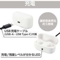 ワイヤレスイヤホン Bluetooth 5.3 低遅延 タッチセンサー 超小型 ホワイト LBT-TWS16WH エレコム 1個