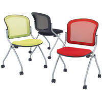 TOKIO メッシュネスティングチェア ネオングリーン 1箱（4脚入） 幅578mm ミーティングチェア キャスター付き 平行スタッキング