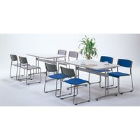 サンケイ スタッキングチェア CM371 布張り ネイビー 1箱（5脚入） 横連結 ミーティングチェア 会議椅子 幅512mm 日本製