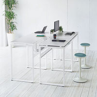 Ceha プレノデスクシステム ハイデスク 引出し無し オーク天板/ホワイト脚 幅1200×奥行700×高さ1000mm 1台 (4梱包)