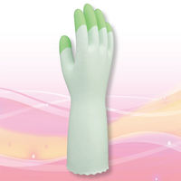 ファミリー ビニール手袋 中厚手 指先強化 炊事・掃除用 グリーン L 1双 エステー