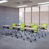 TOKIO メッシュネスティングチェア ネオングリーン 1脚 幅578mm ミーティングチェア キャスター付き 平行スタッキング