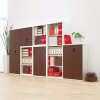 プラス フラットラインストレージ 両開き 5段 下置用 ダーク 幅700×奥行450×高さ1850mm 1台（4梱包）