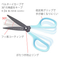 プラス はさみ フィットカットカーブ フッ素コート ホワイト/ブルー SC-175SF 34516