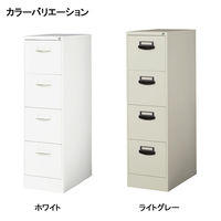 【設置込】QUEST A4ファイリングキャビネット 3段 ホワイト 幅388×奥行620×高さ1038mm 1台 鍵付き フルオープン式 スチール製