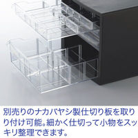 ナカバヤシ　仕切り対応レターケース　A4　浅型3段、深型1段　黒　A4E‐S4B　1箱（6台入）