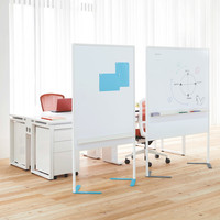 アスクル 脚がじゃまにならない両面ホワイトボード（タテ型）スチール ライトブルー 幅900mm マグネット式粉受け2個付 1台（2梱包） オリジナル