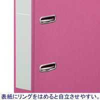 アスクル　リングファイル　A4タテ　2穴　レバー式アーチファイル　背幅43mm　ローズ　赤　シブイロ オリジナル