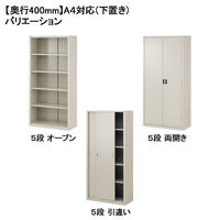 【組立設置込】Ceha A4スチール書庫 抗菌 引違い 5段 下置き用 ライトグレー 幅880×奥行400×高さ1850mm 1台（2梱包）