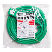 サンワサプライ 電源タップ（高強度タップ） グリーン 踏みつけ・よじれ・挟み込み対応RoHS指令対応 3P式4個口 10mTAP-HP4-10G 1個（直送品）