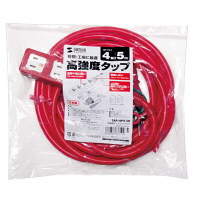 サンワサプライ 電源タップ（高強度タップ） レッド 踏みつけ・よじれ・挟み込み対応/RoHS指令対応 3P式 4個口 5m TAP-HP4-5R 1個（直送品）
