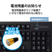 ワイヤレスキーボード 無線 フルサイズ 高耐久 メンブレン (メカニカルライク) TK-FDM088TBK エレコム 1個（直送品）