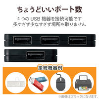 USBハブ USB-A×4ポート ケーブル収納 USB2.0 バスパワー ホワイト U2H-YKN4BWH エレコム 1個（直送品）