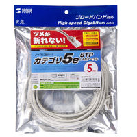 サンワサプライ ツメ折れ防止カテゴリ5eSTP LANケーブル 5m ライトグレー KB-STPTS-05 1個
