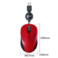 サンワサプライ 静音ケーブル巻取りブルーLEDマウス(レッド) MA-BLMA8R 1個