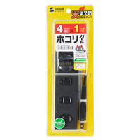 延長コード 電源タップ 1m 2P（ピン） 4個口 ブラック TAP-TSH41SWBKN サンワサプライ 1個（直送品）
