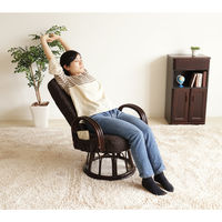 【軒先渡し】ヤマソロ 漣 さざなみ ラタン回転高座椅子 3段階リクライニング ポケット付 ブラウン 83-930 1脚（直送品）