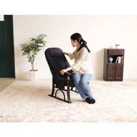 【軒先渡し】ヤマソロ 漣さざなみ ラタン高座椅子 座面高さ調整 4段階リクライニング ポケット付 ブルー 83-933 1脚（直送品）