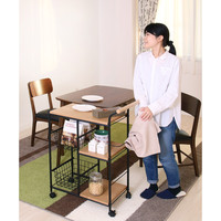 【軒先渡し】ヤマソロ カシェット スチールキッチンワゴン スチールかご タオル掛け ハンドル ブラック 85-384 1台（直送品）