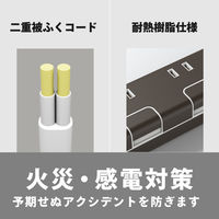 トップランド 延長コード 電源タップ 2m 4個口 個別スイッチ USB付 雷ガード 抗菌 STPC200-BR 1個