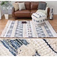 萩原 インド綿ラグ・マット VIAJERO(ビアヘロ) ウルド 600×900mm ブラック 270074800 1枚